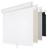 ChrisDowa Cordless Blackout Roller Shades for Windows, Thermal Insulated UV Protection Pull Down Shades, Total Blackout Window Blinds for Home, Office, Bedroom, Door (22" W x 72" H, White)