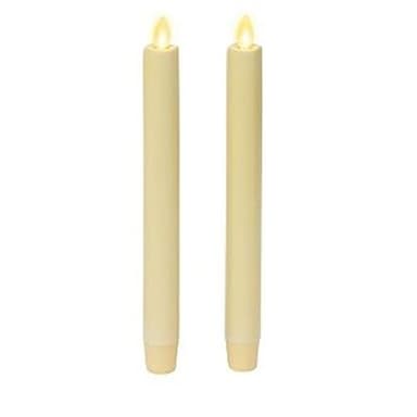 Luminara Flickering Flameless Ivory Taper Candles - Warm LED Light Flame - 2 AA Battery Operated Decor for Dining Room Table Centerpieces, Fireplace Mantel, Dinner Party, Reception - Set of 2 Tapers