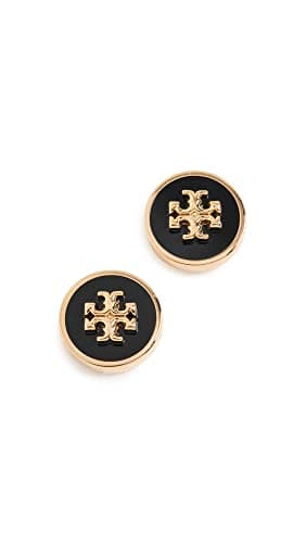 Tory Burch Women's Kira Enamel Circle Stud Earrings, Tory Gold/Black, One Size