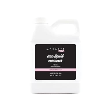 MakarttPro Low Odor Monomer, MMA Free, Made in USA, Non-Yellowing Professional Grade Formula, Beginner Nail Tech Friendly - Essential Acrylic Nail Supply for Nail Technicians (8 fl oz)