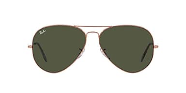 Ray-Ban RB3025 Classic Aviator Sunglasses, Rose Gold/Green, 62 mm