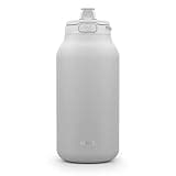 Ello Hydra 64oz Half Gallon Vacuum Insulated Stainless Steel Jug with Locking, Leak-Proof Lid and Soft Silicone Straw, Metal Reusable Water Bottle, Keeps Cold All Day, Grey