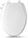 Clirass Elongated Bidet Toilet Seat with Quiet-Close, Non-Electric Bidet Toilet Seat with Self Cleaning Dual Nozzles, Fit Elongated Toilet Seat, White Bidet Attachment with Brass inlet