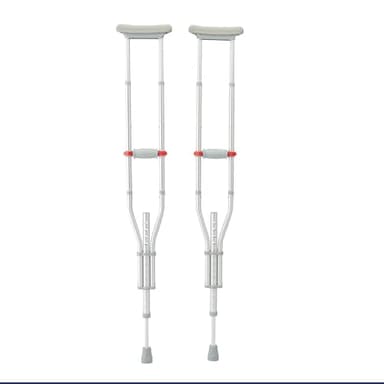 Medline Folding Aluminum Crutches for Kids, Adults, and Seniors, Walking Aid, 300 LB Weight Capacity, 1 Pair, Fitting 4'7"-6'7", Foldable Crutch Includes Padded Underarm Cushions