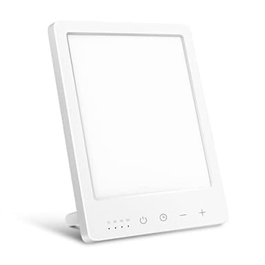 EasyHome Light Therapy Sun Lamp 10000 Lux LED Energy with 10 Adjustable Brightness Dual Color Temperature Adjustment White Warm Light 4 Timer and Memory Function