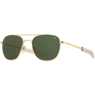 AO Original Pilot Sunglasses - Gold - Calobar Green AOLite Nylon Lenses - Bayonet Temple - Polarized - 57-20-140