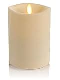Luminara Outdoor Moving Flame 3.75" Pillar Flameless LED Candle, IPX4, Remote Ready, Plastic, Ivory (5-inch)