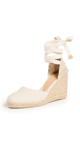 Castañer Women's Carina Wedge Canvas Espadrille, White, 9 Medium US
