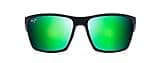 Maui Jim Men's Makoa Polarized Wrap Sunglasses, Matte Black/MAUIGreen®, Medium