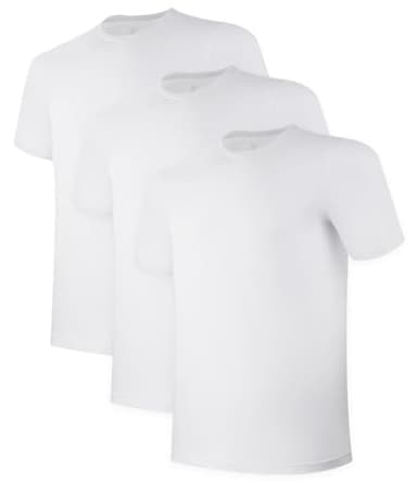 BAMBOO COOL Men's Undershirts for Men Pack,Moisture-Wicking Tees,Stretch Crew Neck Soft T-Shirts(White, 3 Pack)