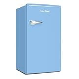 West Bend Mini Fridge for Bedroom, Office, Bar or College Dorm Room, Retro Compact Refrigerator features single door, glass shelves and adjustable temperature control, 3.1.cu.ft., Robin's Egg Blue