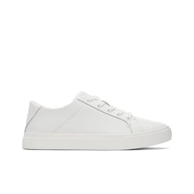 TOMS Women's Kameron Lace Up Sneaker, White Leather, 7.5