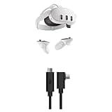 Bundle of Meta Quest 3 512GB— Breakthrough Mixed Reality — Powerful Performance (Renewed Premium) + Meta Quest Link Cable - Virtual Reality Headset Cable for Quest - 16FT (5M) - PC VR