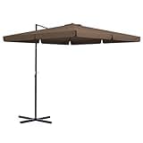 Outsunny 10' Cantilever Patio Umbrella, Square Offset Umbrella with Tilt, Crank, Cross Base, Aluminum Pole and Air Vent, Hanging Umbrella for Garden, Pool, Backyard, Tan