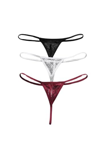 SOLY HUX Women's 3 Piece Lace Thongs Panties Underwear Panty Set