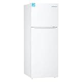 Upstreman 14.7 Cu.Ft. Double Door Refrigerator in White Steel with Large Capacity Top Freezer, Frost Free, Adjustable Thermostat Control, Fingerprint-resistant,Reversible Door Swing, ENERGY STAR