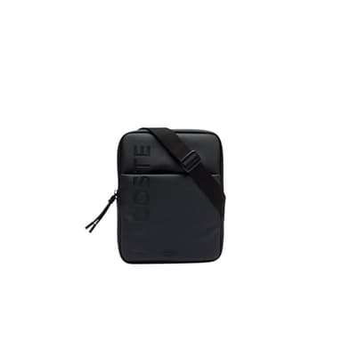 Lacoste Men's L.12.12 Branded Zippered Medium Flat Bag, Black, One Size