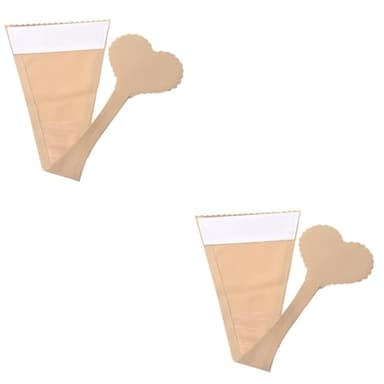 WRITWAA 2Pcs Womens Invisible Lace Nude, One Piece C-line Pants Fun Underwear Thong, Self Adhesive No Panty Line Heart Shaped Strapless C-String Thong, Skin Color, Size