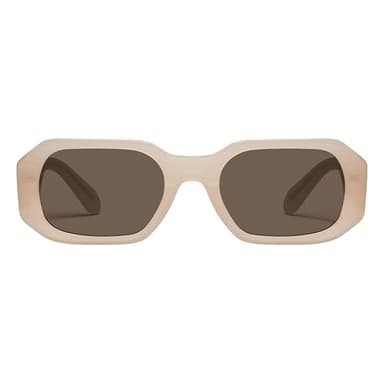 QUAY - Sunglasses for Men & Women, Square Lenses with UV Protection (Hyped Up, Bone)