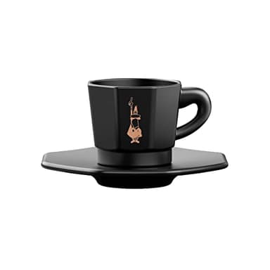 Bialetti Octagonal Cups, Set of 4, Matte Black and Rose Gold, 75 ml, Not Dishwasher Safe