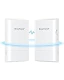 BrosTrend 5GHz 867Mbps WiFi Bridge Point to Point Outdoor, 1KM Wireless Internet Network Bridge Long Range Plug & Play, for PtP & PtMP, IP65, w/Passive PoE Injector, for Barn Farm Garage Building etc