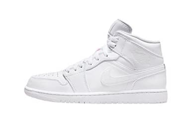 Jordan Mens Air Jordan 1 Mid 554724 136 Triple White-Size 10,White/White-white