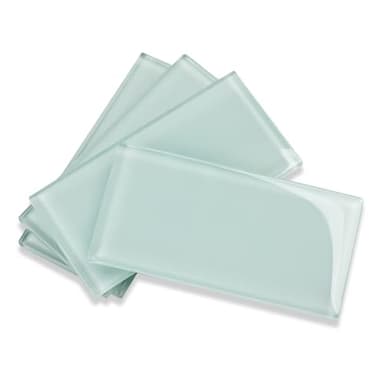Soulscrafts Glass Subway Tile, Glass Tiles 3x6 Inch for Kitchen Backsplash Bathroom Shower Wall Ice Age (32 Pcs, 4 sq.ft.)