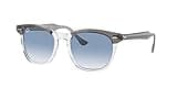 Ray-Ban RB2298F Hawkeye Low Bridge Fit Square Sunglasses, Grey On Transparent/Clear Gradient Blue, 54 mm