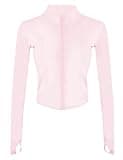 Tanming Women's Full Zip Seamless Workout Jacket Running Yoga Slim Fit Track Jacket (Pink-S)
