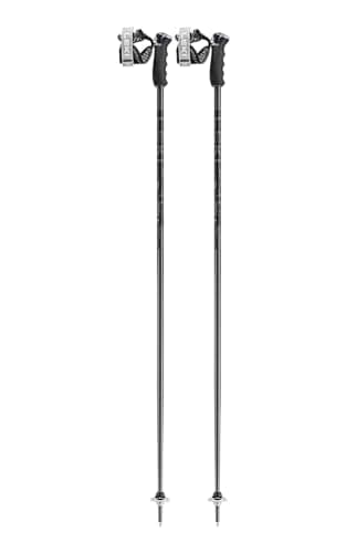 LEKI Detect S Lightweight Aluminum Ski Poles for Alpine Skiing - Dark Anthracite-Black - 115 cm
