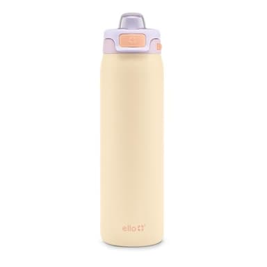 Ello Pop & Fill 22oz Stainless Steel Water Bottle with Quick Fill Technology, Double Walled and Vacuum Insulated Metal, Leak Proof Locking Lid, Sip and Chug, Reusable, BPA Free, Pastel Paradise