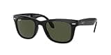 Ray-Ban Men's RB4105 601 Folding Wayfarer Square Sunglasses, Black & Crystal Green, 50 mm