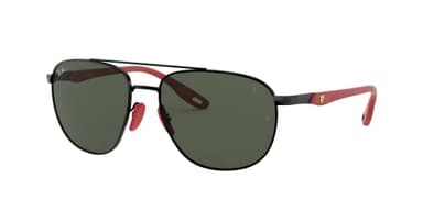 Ray-Ban Unisex RB3659M Scuderia Ferrari Collection Square Sunglasses, Black/Dark Green, 57 mm