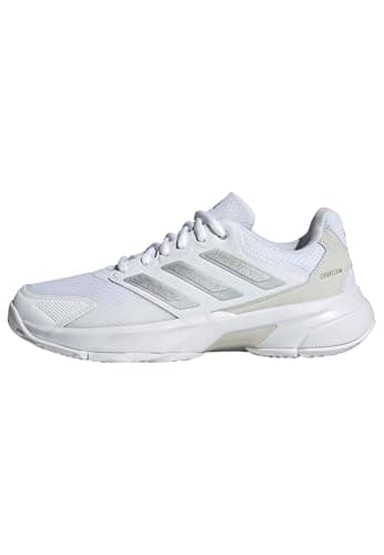 Adidas Women's CourtJam Control 3, White/Silver Metallic/Grey, 8.5