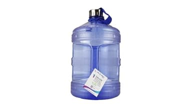 New Wave Enviro Iconic 1 Gallon Round BPA Free Water Bottle with Stainless Steel Cap and Integrated Handle, Ideal for Gym and Outdoor Life, Blue