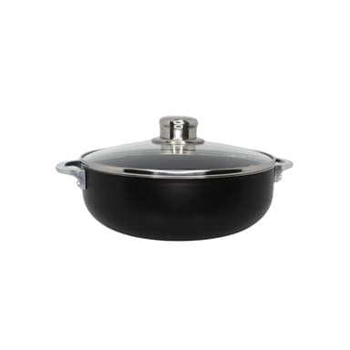IMUSA 3.2Qt Bistro Ceramic Nonstick Caldero/Dutch Oven with Glass Lid, Black