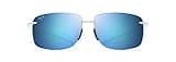 Maui Jim Men's and Women's Hema Polarized Rimless Sunglasses, Crystal Matte/Blue Hawaii, Large