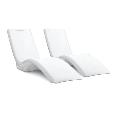 Step2 Vero Pool Lounger 2 Pack, Outdoor/Indoor Waterproof Patio Furniture, Pool Lounge Chairs, Use in Pools Up to 12 Inches of Water or Poolside Ledge, Made of Durable Plastic, Weighted, White