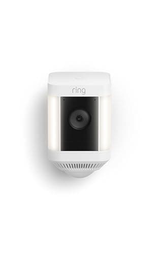 Ring Spotlight Cam Plus, Battery (newest model), Home or business security with HD video, Two-Way Talk, Color Night Vision, and Security Siren, White