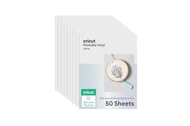 Cricut Printable Vinyl - 50 White Sheets, US Letter Size (8.5in x 11in) - Compatible with Cricut Maker, Explore, & Joy Xtra Machines