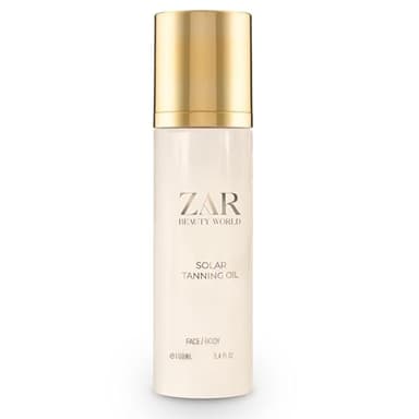 Zar Solar Tanning Oil | Fast Dark Tanning Accelerator for Outdoor Use | Natural, Non-Greasy Formula with Sweet Almond & Jojoba Oils | Nourishes & Protects Skin | Perfect for Face & Body - 100 ml