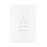 BN-LINK Countdown Timer Switch for Exhaust Fan, Bathroom Fan Light Switch Timer 1-5-10-20-30-60mins, Neutral Wire Required, Free Wall Plate, White