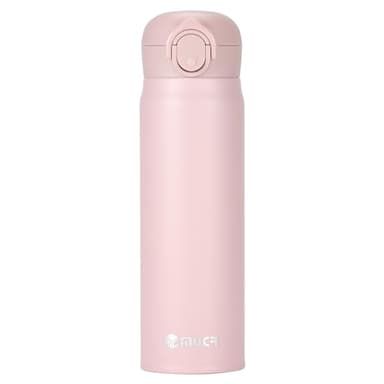 MUCR 17 oz / 500 ml Insulated Water Bottle, Stainless Steel Thermo Coffee Travel Mug, Thermal Cup with Snap Flip Lid, BPA Free for Hot and Cold Drinking, Pink