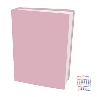 Pink Stretchable Jumbo Book Covers, Washable Reusable Book Protector fits Hardcover Textbooks up to 9" X 12" Office Supply with Free Sticker Labels (1 Pack, Pink)