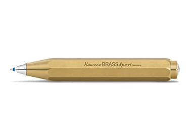 Kaweco BRASS SPORT Ball Pen I Retractable Ballpoint Pen with Standard D1 Refills in a nostalgic Tin Box I Metal Ball Pen 10.5 cm