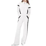 Women Active Wear 2 Piece Sets Sports Tracksuit Zipper Sweatshirt Matching Pants Sets Athletic Clothing Sets womens sets White S