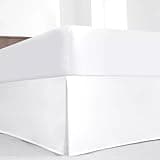 Luxury Pleated Queen Bed Skirt with Split Corners - 16 Inch Tailored Drop Easy Fit - Pleated Dust Ruffle - 100% Microfiber Soft, Wrinkle-Free Box Pleated Bed Skirts (White, Queen- 16" Drop)