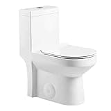 Fine Fixtures Modern One-Piece Toilet, High-Efficiency Dual Flush System, Compact Space-Saver Design, Round Toilet Seat, Standard 10" Rough-In