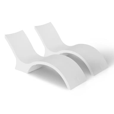 Ledge Lounger - Signature Chaise Deep - Inside Pool & Sun Shelf Lounge Chair - Designed for Deep Shelves 10”-15” - Compatible with All Pool Types - Poolside & Sun Deck Tanning - Set of 2 - White