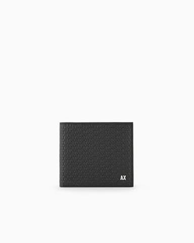 Armani Exchange Men's All Over Embossed Logo Bifold, Black, One Size